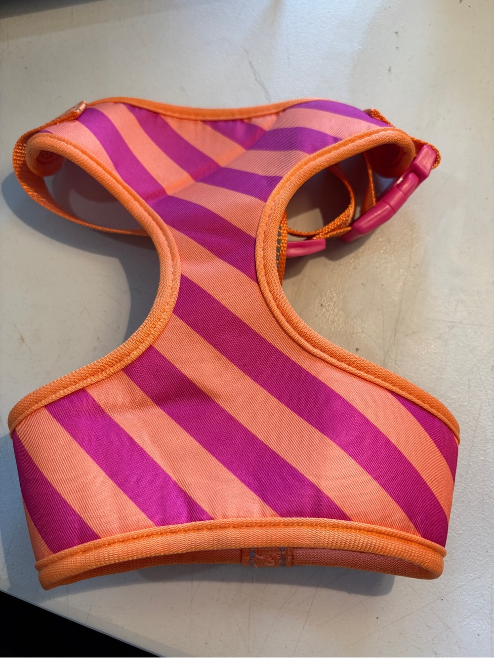 Striped Pink & Orange Dog Harness small